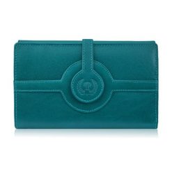 Portfel damski skórzany zielony duży skóra licowa ochrona RFID Paolo Peruzzi T-134-GR. Zielone portfele damskie bez wzorów, z materiału. Za 119.99 zł.