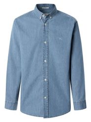 Pepe Jeans Koszula dżinsowa - Slim Fit - w kolorze błękitnym rozmiar: XL. Niebieskie koszule męskie Pepe Jeans, xl, bez wzorów, z bawełny, bez kołnierzyka, bez ramiączek. Za 143.56 zł.
