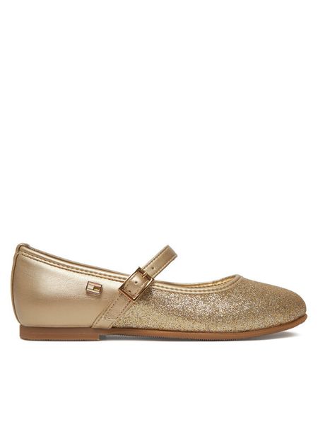 Tommy Hilfiger Baleriny Ballerina T4A3-33930-0572 M Złoty. Żółte baleriny dziewczęce Tommy Hilfiger, bez wzorów, ze skóry. Za 329.99 zł.