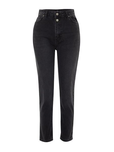 Trendyol Dżinsy - Mom fit - w kolorze czarnym rozmiar: 42. Czarne jeansy damskie Trendyol, z podwyższonym stanem. Za 67.09 zł.