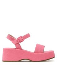 DeeZee Sandały DXJ220515 Różowy. Czerwone sandały damskie DeeZee, bez wzorów, z materiału, bez obcasa, na koturnie. Za 129.99 zł.