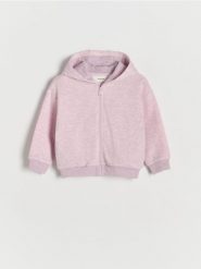 Bluza z kapturem - różowy. Czerwone bluzy i bluzki niemowlęce Reserved, bez wzorów, z bawełny, bez ramiączek, z kapturem. W wyprzedaży za 27.99 zł.