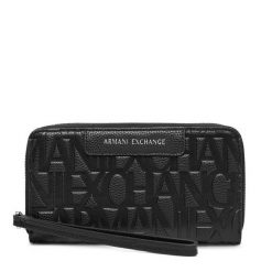 Portfel Armani Exchange. Czarne portfele damskie Armani Exchange, bez wzorów. Za 379.99 zł.