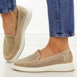 Złote ażurowe mokasyny damskie Sergio Leone Mk097H. Żółte mokasyny damskie Sergio Leone, z jeansu. Za 149.00 zł.