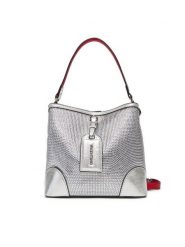 Valentino Torebka Label VBS8GW34 Srebrny. Szare torebki klasyczne damskie Valentino, bez wzorów, z tworzywa sztucznego, bez dodatków. Za 439.99 zł.