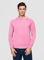 PAKO LORENTE – Różowy sweter męski o-neck. Czerwone swetry męskie Pako Lorente, na wiosnę, l, bez wzorów, z bawełny, bez kołnierzyka. Za 199.99 zł.