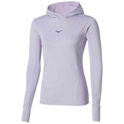 Bluza do biegania damska Mizuno Active Warm Hooded. Niebieskie bluzy bez kaptura damskie Mizuno, l, z elastanu. Za 139.99 zł.