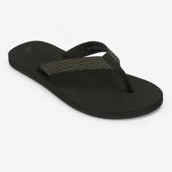 Japonki damskie Olaian 550. Czarne klapki damskie OLAIAN, bez wzorów, z bawełny, bez obcasa, na płaskiej podeszwie. Za 69.99 zł.