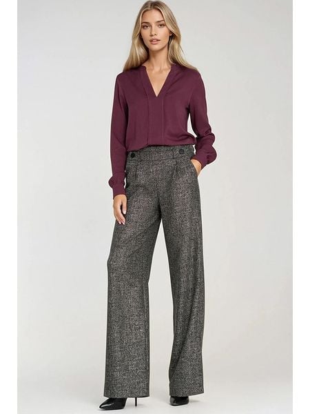 Nife Spodnie w kolorze antracytowym rozmiar: 42. Czarne spodnie materiałowe damskie Nife, bez wzorów, z materiału, z podwyższonym stanem. Za 183.59 zł.