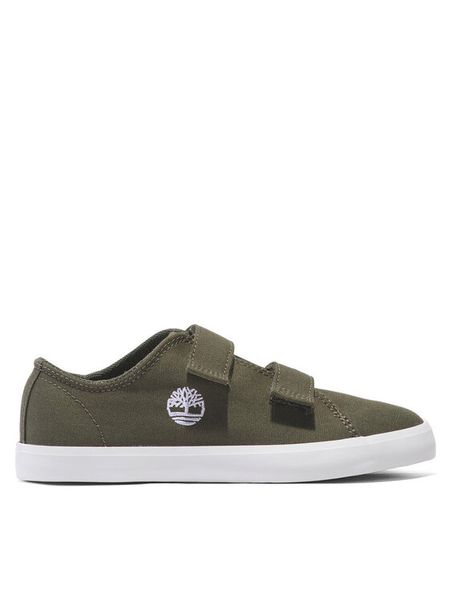 Timberland Tenisówki Newport Bay Low Hook & Loop Sneaker TB0A66U9EZ91 Khaki. Brązowe buty sportowe chłopięce Timberland, bez wzorów, z materiału, bez zapięcia. Za 139.99 zł.
