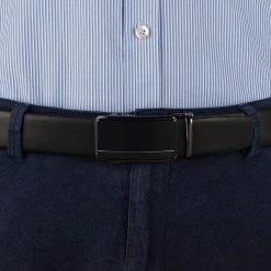 Pasek męski skórzany 3,5 cm klamra automatyczna Beltimore czarny 02-550 : Kolory - czarny, Rozmiar pasków - r.120-135 cm. Czarne paski męskie bez wzorów, ze skóry, wizytowe. Za 64.99 zł.