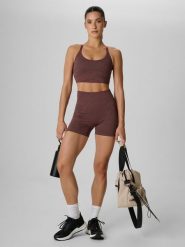 4F Legginsy krótkie treningowe bezszwowe damskie - brązowe M/L. Brązowe legginsy damskie 4f, l, bez wzorów. Za 119.99 zł.