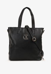Czarna Torebka Shopper na Ramię z Paskiem z Regulacją Vemeriana. Czarne shopper bag damskie Renee, bez wzorów, na ramię, bez dodatków. Za 99.99 zł.