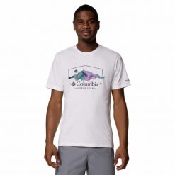 T-shirt bawełniany męski Columbia Path Lake Graphic Tee II z krótkim rękawem. Niebieskie t-shirty męskie Columbia, m, bez wzorów, z bawełny, bez kołnierzyka. Za 103.99 zł.