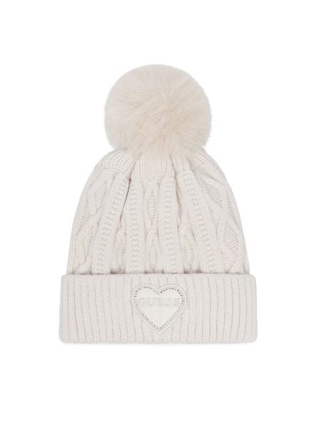 Guess Czapka J6BZ40 Z1523 Kremowy. Białe czapki dziecięce Guess, na zimę, z aplikacjami. Za 134.99 zł.