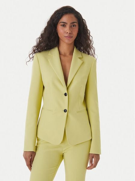 HUGO Marynarka Agonia-1 50539976 Żółty Slim Fit. Żółte marynarki i żakiety damskie Hugo, bez wzorów, z syntetyku. Za 810.99 zł.