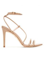 Marciano Guess Sandały 5YGZ35 7231A Beżowy. Brązowe sandały damskie Marciano Guess, z aplikacjami, z lakierowanej skóry, bez obcasa, na szpilce. Za 594.00 zł.