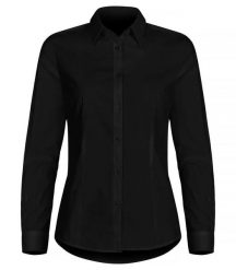 Clique Stretch Shirt L/S Women - rozciągliwa koszula damska z długim rękawem. Czarne koszule damskie CLIQUE, l, bez wzorów, z bawełny, bez kołnierzyka, bez ramiączek. Za 202.48 zł.