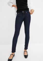 Dżinsy Skinny ze stretchem, mid waist. Szare jeansy damskie bonprix. Za 109.99 zł.