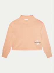 Calvin Klein Jeans Sweter Monogram IG0IG02548 Różowy Regular Fit. Czerwone swetry dziewczęce Calvin Klein Jeans, bez wzorów, z bawełny, bez kołnierzyka. Za 189.99 zł.