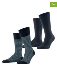 ESPRIT Skarpety (2 pary) "Houndstooth" w kolorze granatowo-turkusowym rozmiar: 39-42. Niebieskie skarpetki męskie Esprit, bez wzorów. Za 43.88 zł.