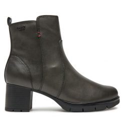 Botki Jana. Szare botki damskie JANA, bez obcasa, na słupku, bez zapięcia. Za 319.99 zł.