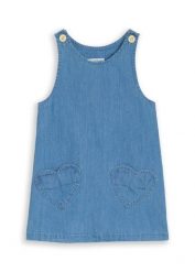 Sukienka jeansowa Tom Tailor z czystej bawełny. Niebieskie sukienki dziewczęce bonprix, bez wzorów, z bawełny, bez ramiączek. Za 122.99 zł.