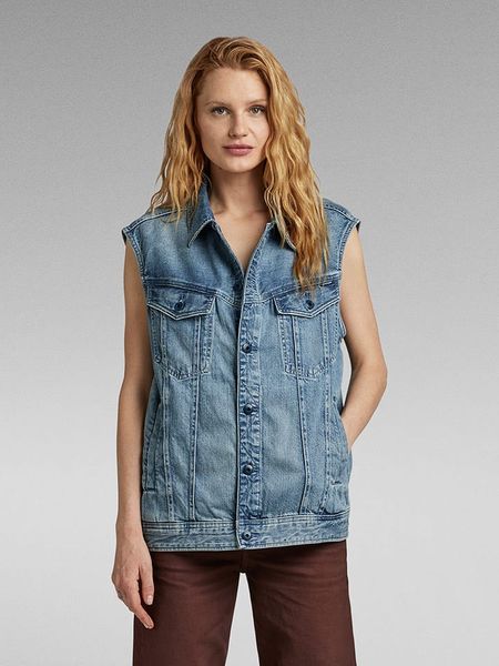 G-Star Kamizelka dżinsowa w kolorze niebieskim rozmiar: XXL. Niebieskie kamizelki damskie G-Star, xxl, z bawełny. Za 157.35 zł.