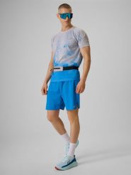 4F Spodenki do biegania szybkoschnące męskie - niebieskie S. Niebieskie szorty męskie 4f, z materiału, bez kołnierzyka. Za 169.99 zł.