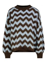 Sublevel Sweter w kolorze ciemnobrązowo-błękitnym rozmiar: M/L. Brązowe swetry klasyczne damskie Sublevel, l, bez kołnierzyka. Za 143.90 zł.