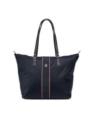 Tommy Hilfiger Torebka Poppy Tote Corp AW0AW17205 Granatowy. Niebieskie torebki klasyczne damskie Tommy Hilfiger, bez wzorów, z materiału, bez dodatków. Za 249.99 zł.
