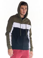 Bluza z kaptur na co dzień na siłownię. Zielone bluzy sportowe męskie LEONE 1947 APPAREL, bez wzorów, bez kołnierzyka, bez ramiączek. Za 189.41 zł.