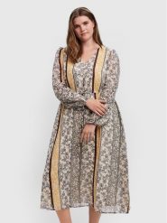 Vero Moda Curve Sukienka codzienna Nora 10251640 Beżowy Loose Fit. Brązowe sukienki damskie Vero Moda Curve, na co dzień, bez wzorów, z syntetyku, bez kołnierzyka, bez ramiączek, proste. Za 259.99 zł.
