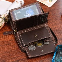 Ciemnobrązowy duży portfel skórzany męski skóra nubuk Beltimore vintage G71. Brązowe portfele męskie bez wzorów, z nubiku. Za 64.90 zł.