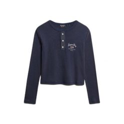 Damska koszulka z długim rękawem Superdry Athletic Essentials. Niebieskie bluzki sportowe damskie Superdry., l, z materiału, bez kołnierzyka, bez ramiączek. Za 201.70 zł.