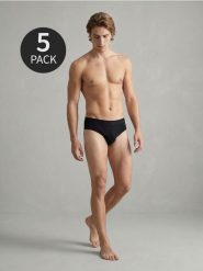 Bawełniane slipki 5 pack - czarny. Czarne slipki męskie Sinsay, bez wzorów, z bawełny. Za 29.99 zł.