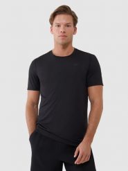 4F Koszulka treningowa regular szybkoschnąca męska - czarna L. Czarne t-shirty sportowe męskie 4f, l, z dzianiny, bez ramiączek, na fitness i siłownię. W wyprzedaży za 99.99 zł.