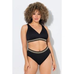 Damskie Bikini złote obrzeże miękkie miseczki regulowane ramiączka. Czarne bikini damskie Ulla Popken, bez wzorów, plus size. W wyprzedaży za 191.99 zł.