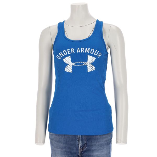 Second life - Under Armour top damski do biegania - Stan bardzo dobry. Niebieskie topy sportowe damskie Under Armour, s, bez wzorów, z materiału, bez ramiączek. Za 85.16 zł.