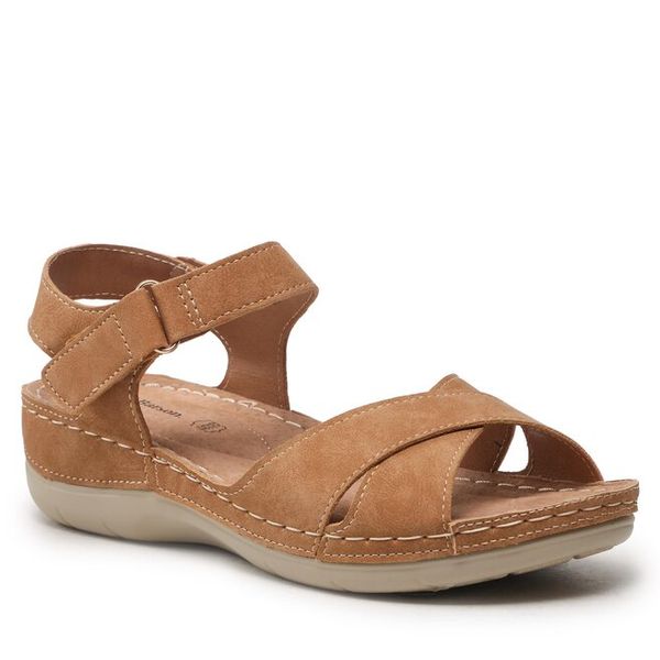 Sandały Clara Barson. Brązowe sandały damskie Clara Barson, bez wzorów, bez obcasa, na płaskiej podeszwie. Za 99.99 zł.