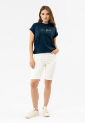 Szorty jeansowe, Slim Fit, E-NEDA. Białe szorty damskie Volcano, bez wzorów, z bawełny, klasyczne. Za 149.99 zł.