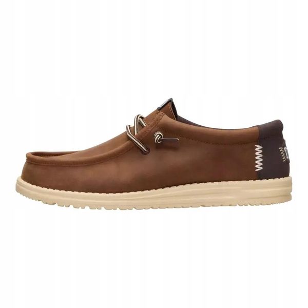 HeyDude Męskie Buty Mokasyny Wsuwane Skórzane Wally Full Grain Leather 43. Brązowe mokasyny męskie Hey dude, z materiału. Za 439.00 zł.