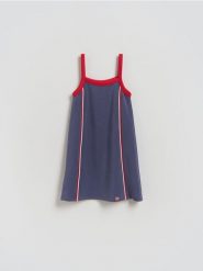 Sukienka na ramiączkach z wiskozą - wielobarwny. Sukienki dziewczęce Reserved, bez wzorów, z dzianiny, bez ramiączek. Za 59.99 zł.