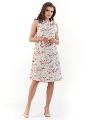 Awama Sukienka w kolorze białym ze wzorem rozmiar: S/M. Białe sukienki damskie Awama, m, bez wzorów, bez kołnierzyka, bez ramiączek, midi. Za 166.49 zł.