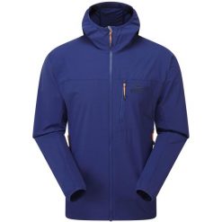Kurtka softshell męska Echo Hooded. Niebieskie kurtki softshell damskie MOUNTAIN EQUIPMENT, m, bez wzorów, z materiału, bez kaptura. Za 680.80 zł.