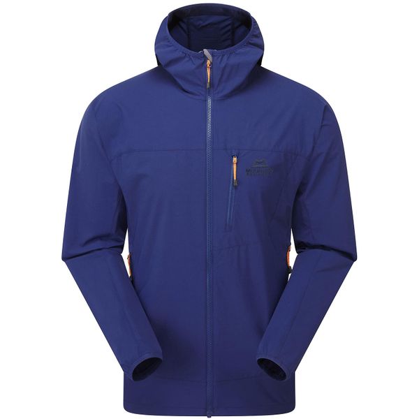 Kurtka softshell męska Echo Hooded. Niebieskie kurtki męskie MOUNTAIN EQUIPMENT, m, bez wzorów, z materiału, z kapturem. Za 674.00 zł.