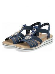 Rieker Sandały w kolorze granatowym rozmiar: 37. Niebieskie sandały damskie Rieker, z aplikacjami, bez obcasa, na koturnie. Za 155.15 zł.