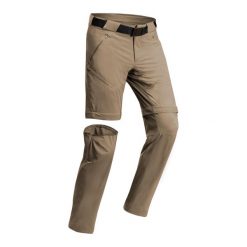Spodnie turystyczne męskie Quechua MH500 2 w 1. Brązowe szorty męskie QUECHUA, bez wzorów, z elastanu, sportowe. Za 199.99 zł.