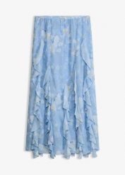 Spódnica maxi z lekkiego szyfonu. Niebieskie spódniczki damskie bonprix, bez wzorów, z szyfonu, maxi. Za 79.99 zł.