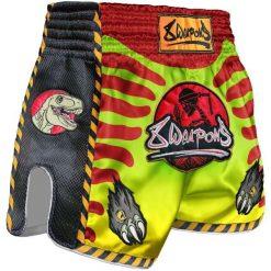 Szorty do Muay Thai 8 Weapons Jurassic. Czerwone szorty damskie 8 WEAPONS, z aplikacjami, z materiału, militarne. Za 314.25 zł.